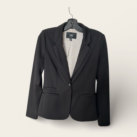 Chic By Jacob Petite Small Black Fitted Blazer Polka Dot Lining Office Siren 90s - Picture 2 of 10